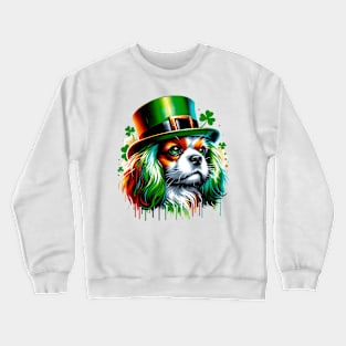 English Toy Spaniel Revels in Saint Patrick's Day Crewneck Sweatshirt